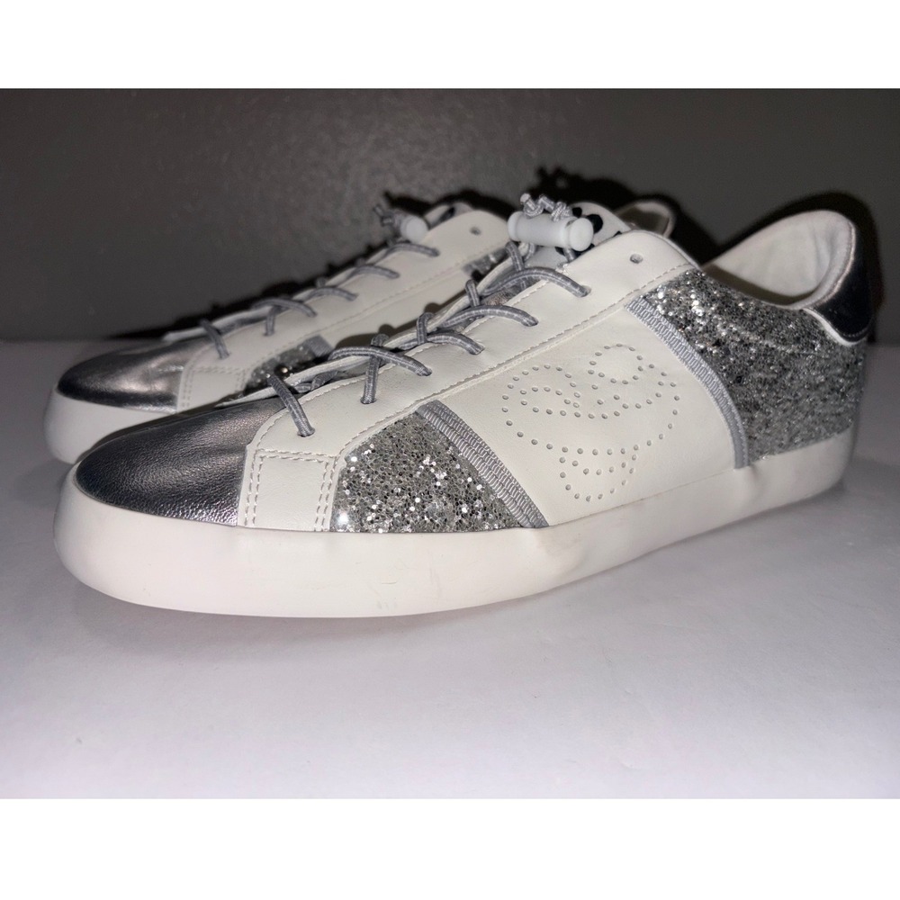 Sam & Libby Women's White Silver Glitter Low Top Fashion Sneakers Size 8 - Picture 5 of 10
